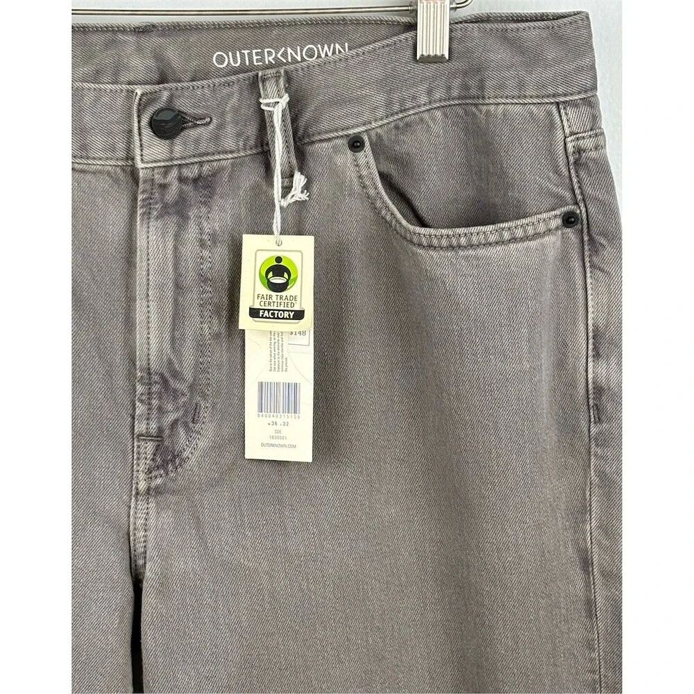 Outerknown S.E.A. Jeans Mens 36x32 Gray Drifter Tapered Fit Denim Fair